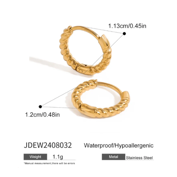 18K Gold Plated Stainless Steel Huggie Earrings