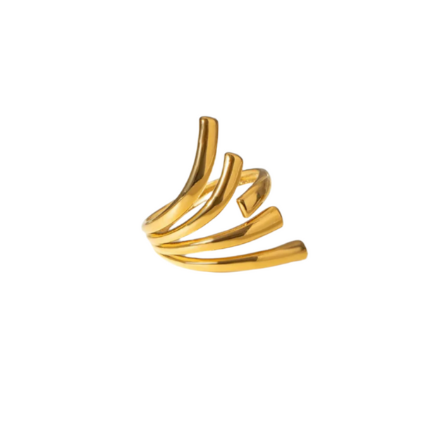 Veile Studios 18K Gold Plated Adjustable Open Ring Stainless Steel Casual Jewellery Rings