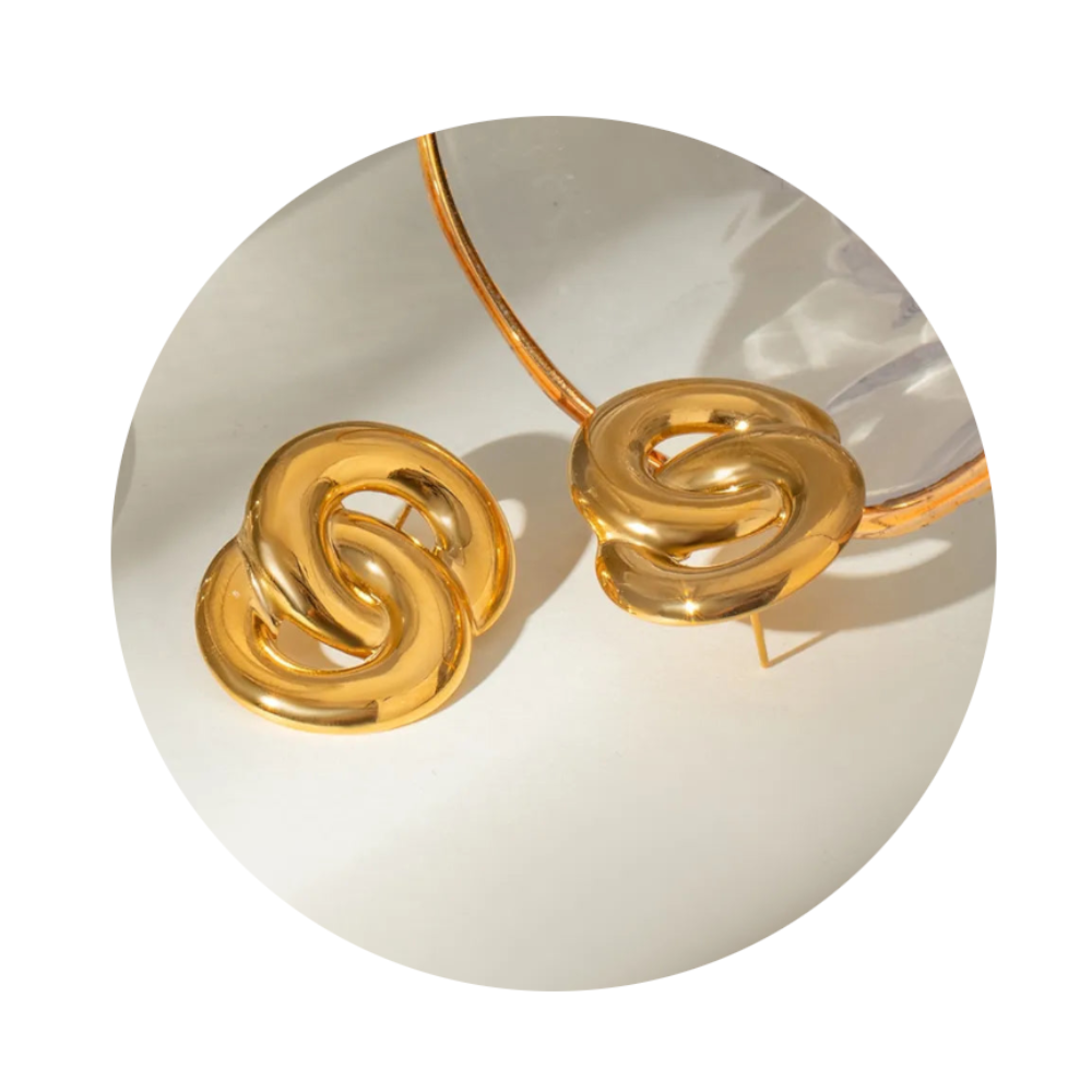 18K Gold Plated Stainless Steel Knotted Earrings