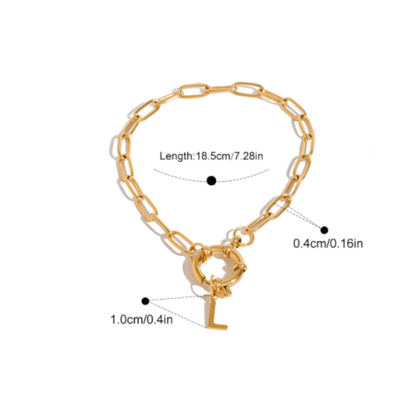 Veile Studios 18K Gold Plated Stainless Steel Letter Bracelet Bracelets