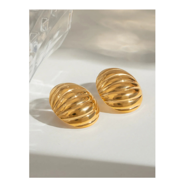 Veile Studios 18K Gold Plated Stainless Steel Ribbed Earrings