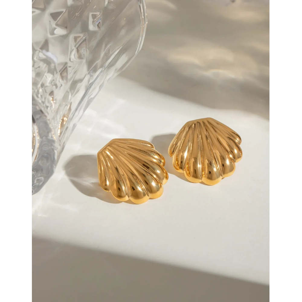 Veile Studios 18K Gold Plated Stainless Steel Shell Earrings