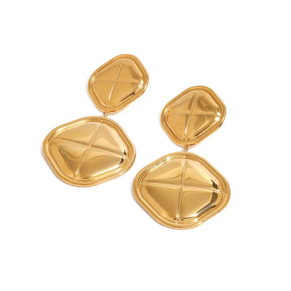 18K Gold Plated Stainless Steel Square Earrings