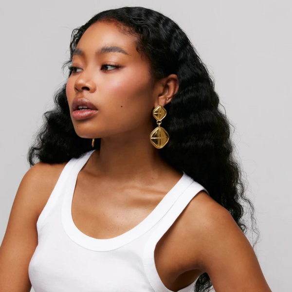 18K Gold Plated Stainless Steel Square Earrings