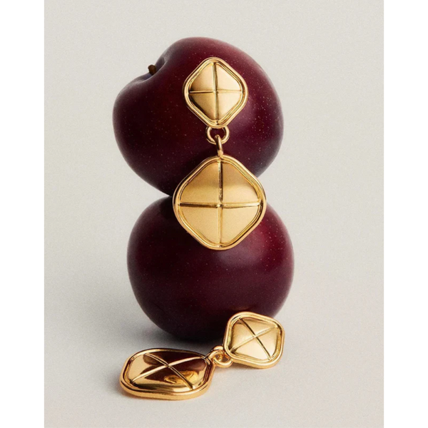 18K Gold Plated Stainless Steel Square Earrings