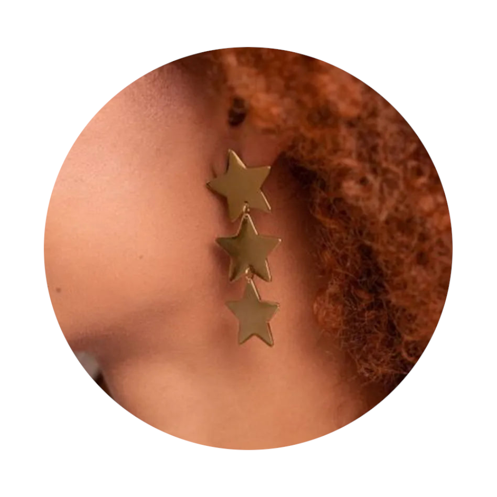 18K Gold Plated Stainless Steel Star Earrings