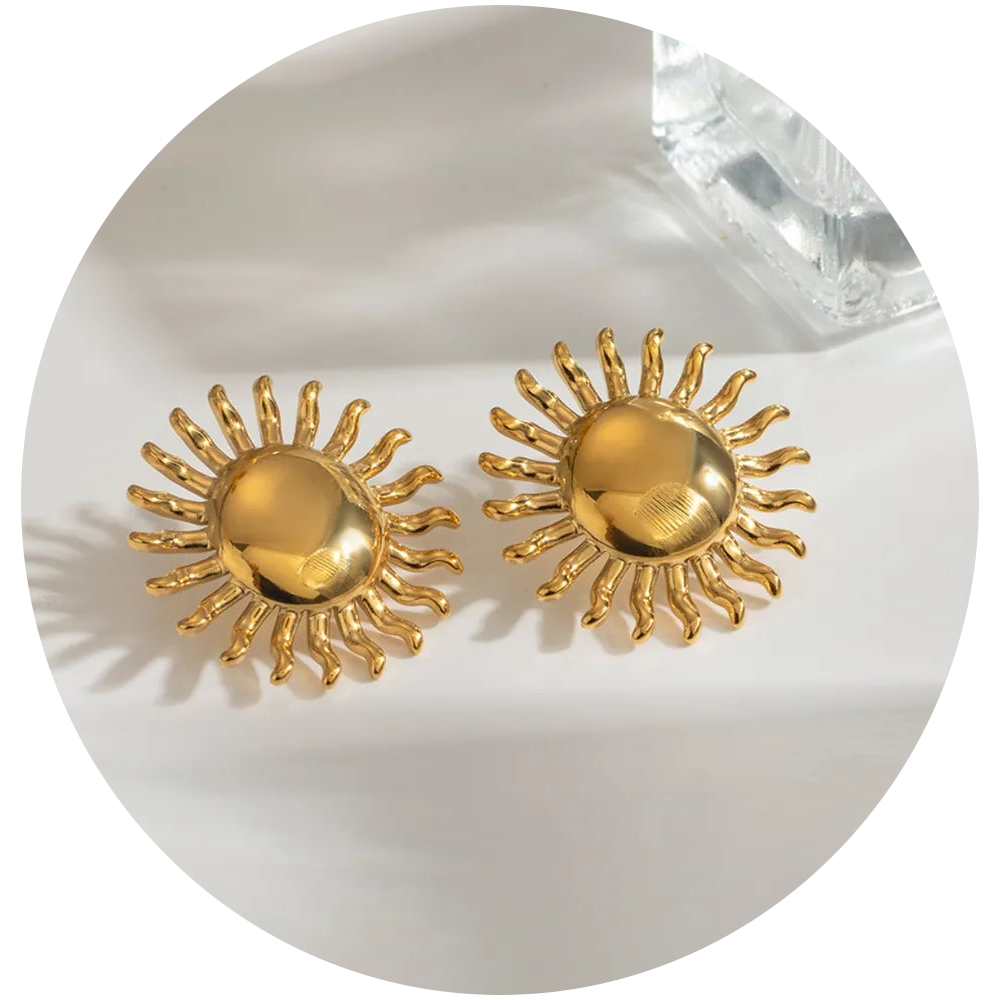 Veile Studios 18K Gold Plated Stainless Steel Sun Earrings