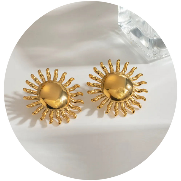 Veile Studios 18K Gold Plated Stainless Steel Sun Earrings
