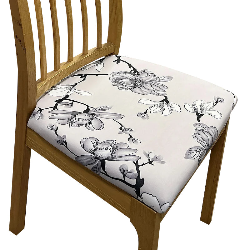 Chair Cover Grey Floral Print Stretch Seat For Dinning Kitchen Slipcovers