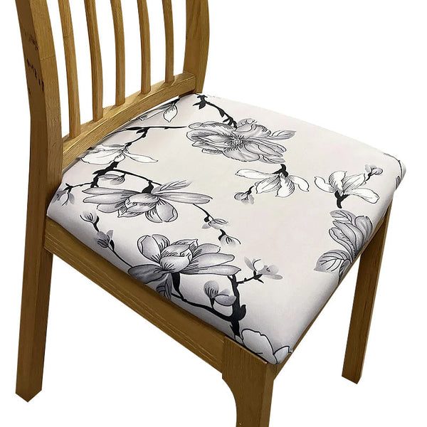 Chair Cover Grey Floral Print Stretch Seat For Dinning Kitchen Slipcovers
