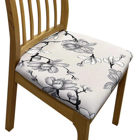 Chair Cover Grey Floral Print Stretch Seat For Dinning Kitchen Slipcovers