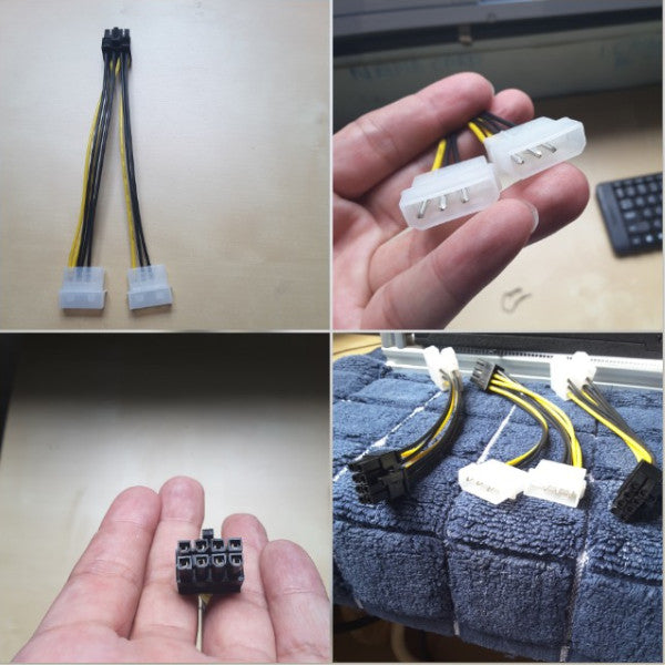 18Cm 862 Pin To Dual 4 Video Card Power Cable Adapter 8Pin 4Pin Graphics Cord Copper Wire Core Power Cables & Connectors