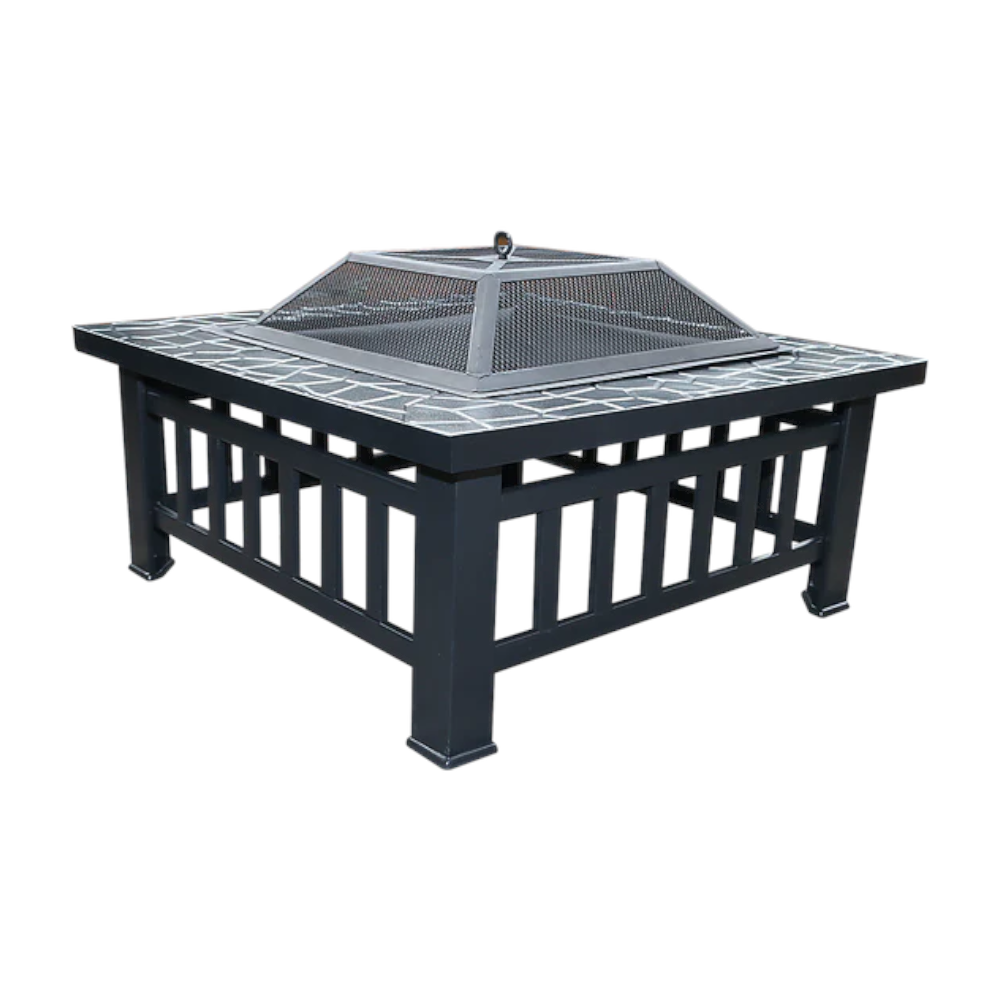 18" Square Metal Fire Pit Outdoor Heater Fire Pits