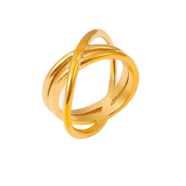 18K Gold Plated Crisscross Ring Rings