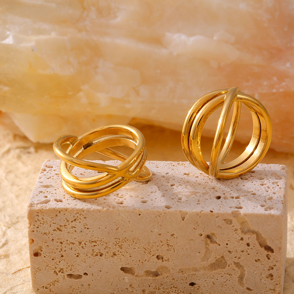 18K Gold Plated Crisscross Ring Rings