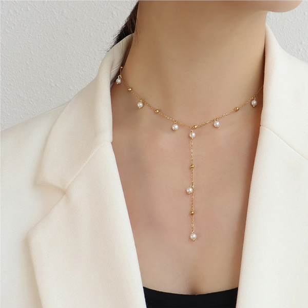 18K Gold Plated Pearl Drop Necklace Necklaces & Pendants