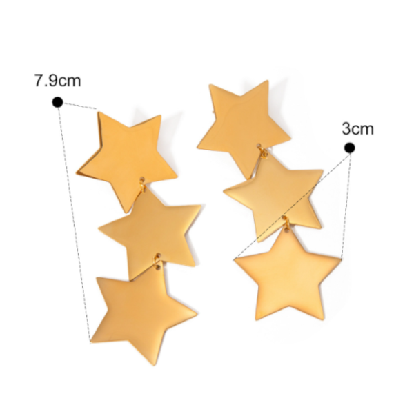 18K Gold Plated Stainless Steel Star Earrings