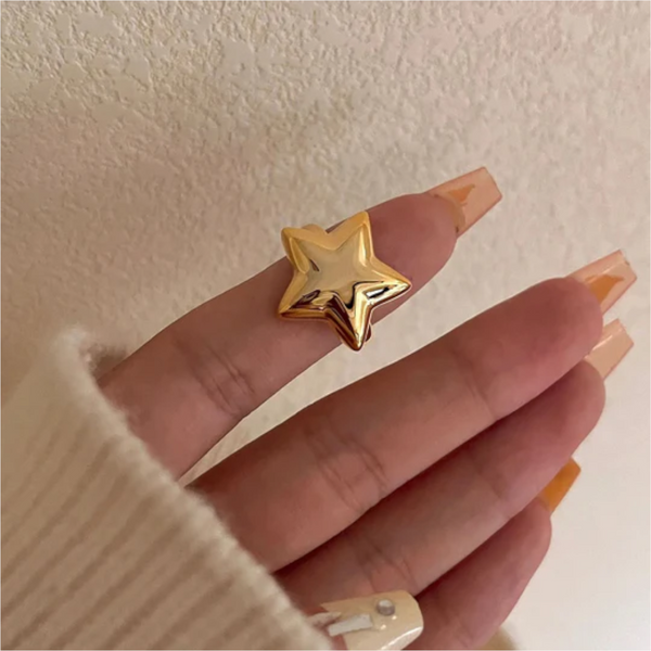 18K Gold Plated Stainless Steel Star Ring Rings