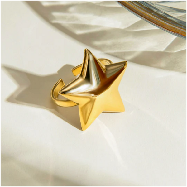18K Gold Plated Stainless Steel Star Ring Rings