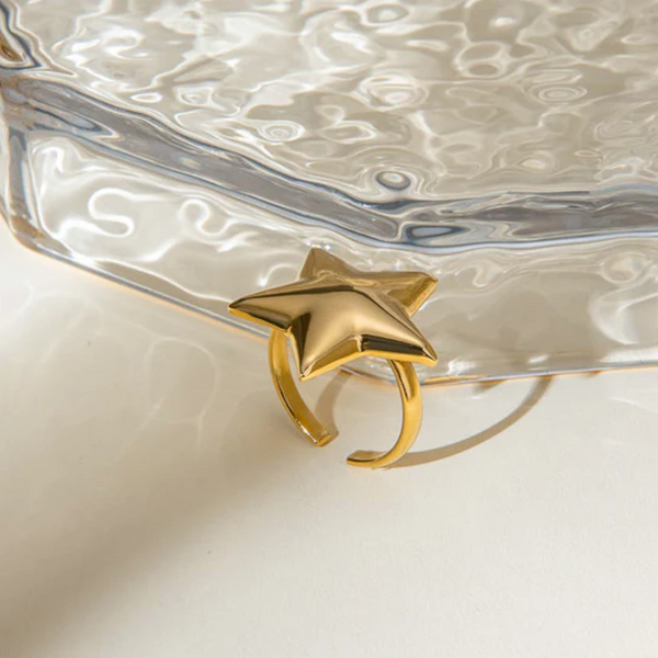 18K Gold Plated Stainless Steel Star Ring Rings