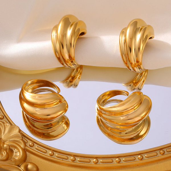 18K Gold Plated Titanium Steel Open Ring Rings