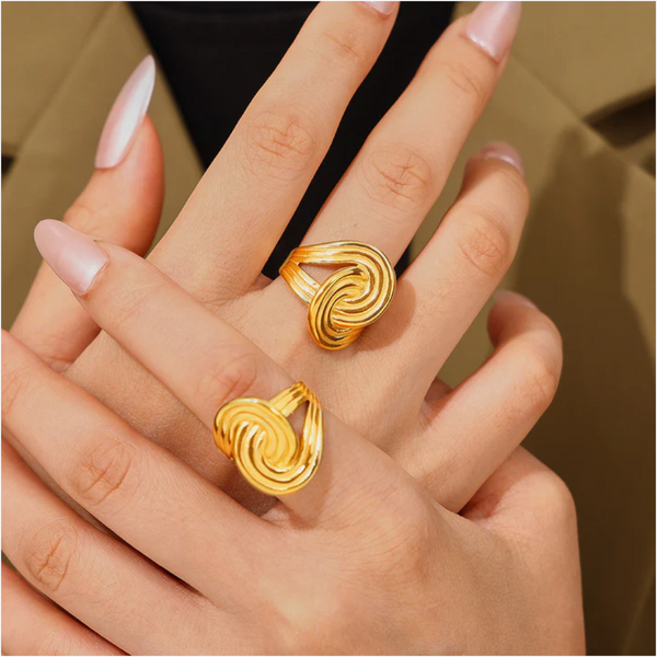 18K Gold Plated Twisted Ring Rings