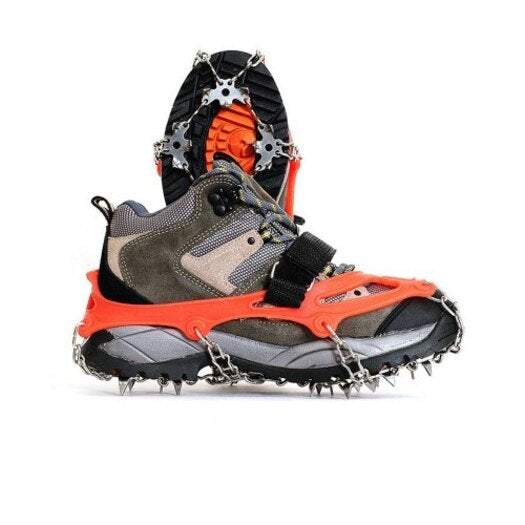 Sporting Goods 19 Teeth Stainless Steel Crampons Slip Resistant Shoes Cover Orange