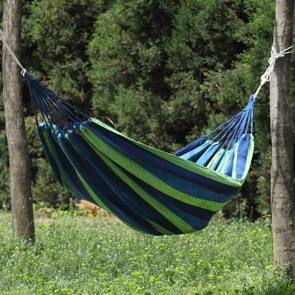 190 X 150Cm Blue Striped Hanging Swing Two People Heavy Duty Camping Hammocks