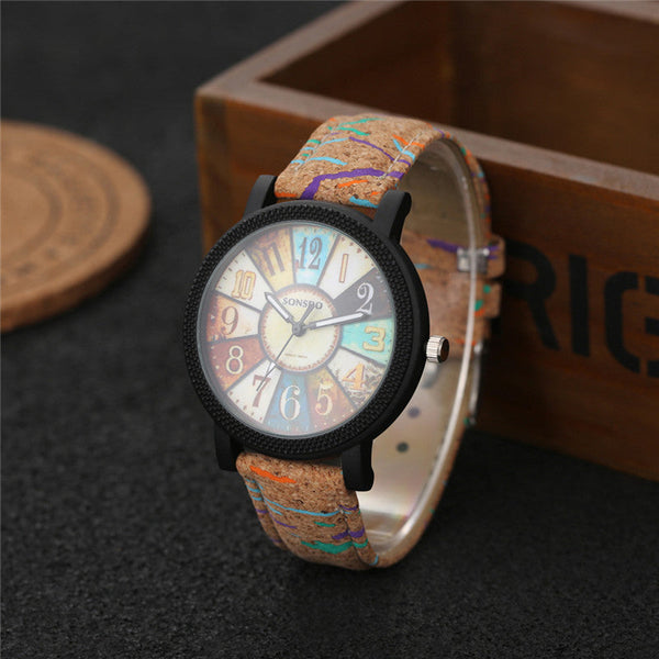 Veile Studios Casual Patchwork Leather Women Quartz Wrist Watch Watches