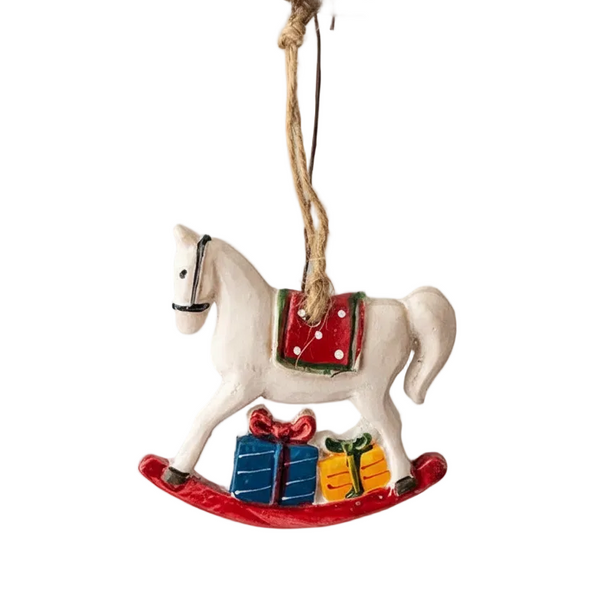 American Retro Christmas Resin Ornament Reindeer Carousel Tree Decoration Hanging Scene Seasonal Decorations