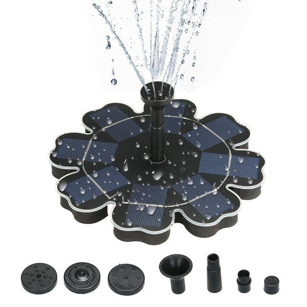 195Mm / 7.68 Inch Solar Power Fountain Flower Shape Panel Energy Saving Water Pump Black Other Watering Equipment