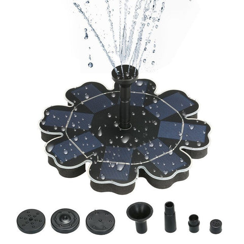 195Mm / 7.68 Inch Solar Power Fountain Flower Shape Panel Energy Saving Water Pump Black Other Watering Equipment