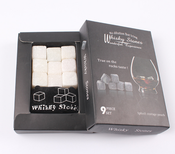 Whisky Stones Marble Granite 9 Pcs Set With Pouch Reusable Ice Cube For Beverage