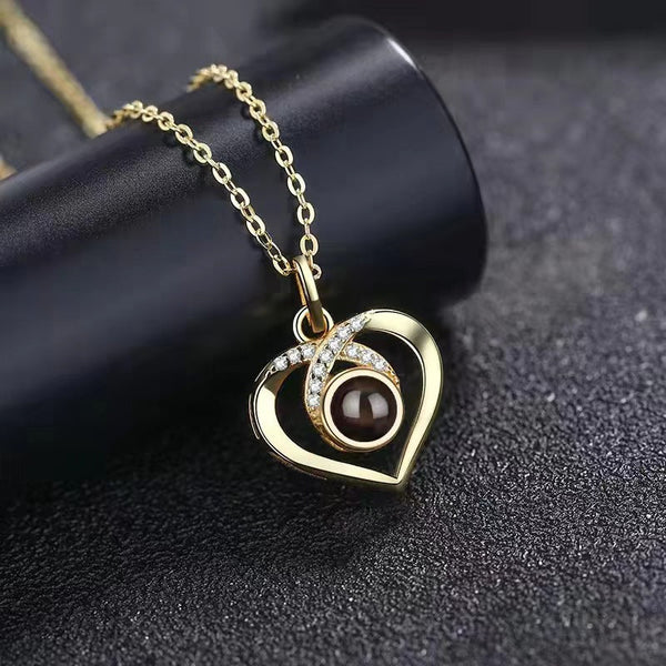 Personalized Photo Projection Necklace Custom Photos Jewelry Heart Love Memorial Anniversary Gift For Women Necklaces & Pendants