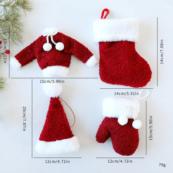 Santa Yuan New Christmas Clothing Socks Hat Ornament Tree Decoration Window Hanging Decorations Accessories Seasonal Decorations