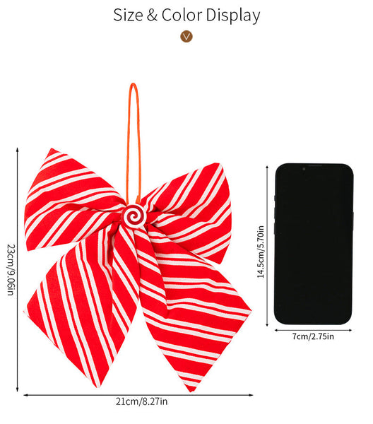Christmas Decorations With Red And White Striped Bows Seasonal Decorations