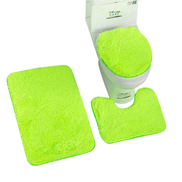 Bath Mat Set 3Pc Green Soft Non Slip Tie Dye Bathroom Rugs Toilet Lid Cover Bath Mats Rugs & Toilet Covers