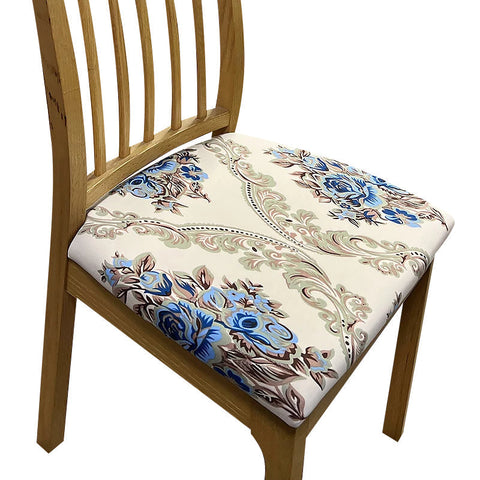 Chair Cover Beige Floral Print Stretch Seat For Dinning Kitchen Slipcovers