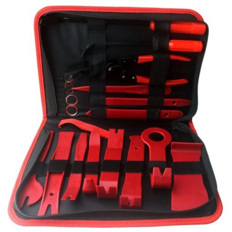 19Pcs Tool Car Door Interior Trim Panel Clip Audio Stereo Instal Removal Pry Red Mixed Hand Tool Sets