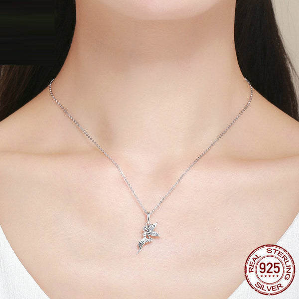 S925 Sterling Silver Flower Fairy Diy Bracelet Pendant Personalized Necklace Charm Necklaces & Pendants