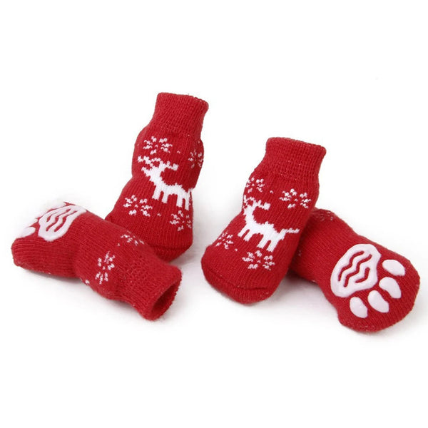 8Pcs Pet Warm Cotton Socks Soft Anti Slip Claw Pattern Protect Feet Cold Snow Christmas Dog Cat Stockings Gifts Dog Clothing & Shoes