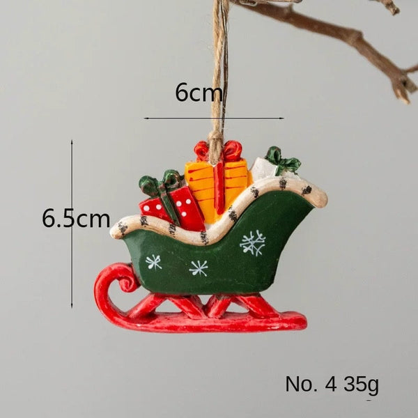 American Retro Christmas Resin Ornament Reindeer Carousel Tree Decoration Hanging Scene Seasonal Decorations