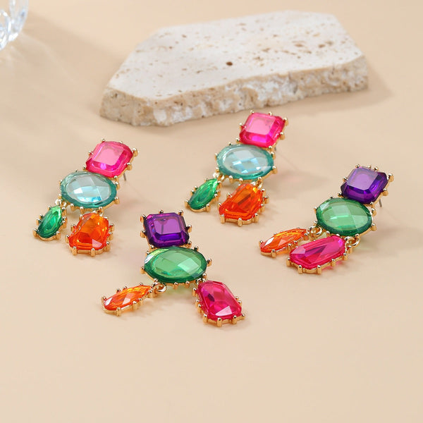 Veile Studios Exaggerated Multi Layered Geometric Colour Matching For Women Fashion Jewellery Earrings