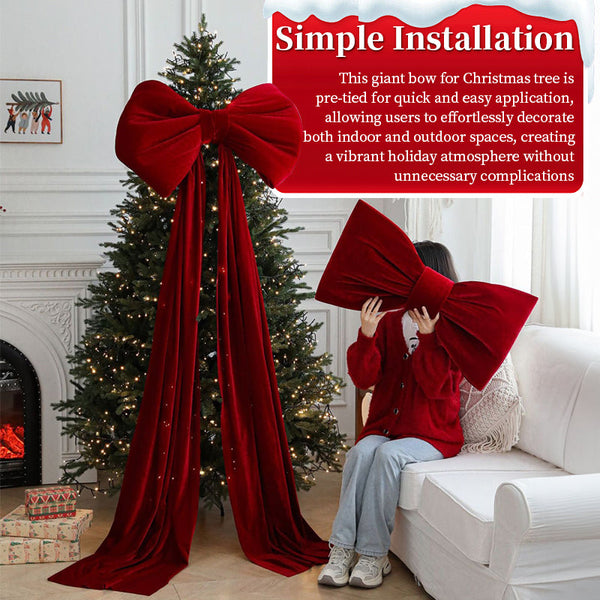 Large Wine Red Christmas Bow Big Festive Tree Topper Decoration For Xmas Seasonal Decorations