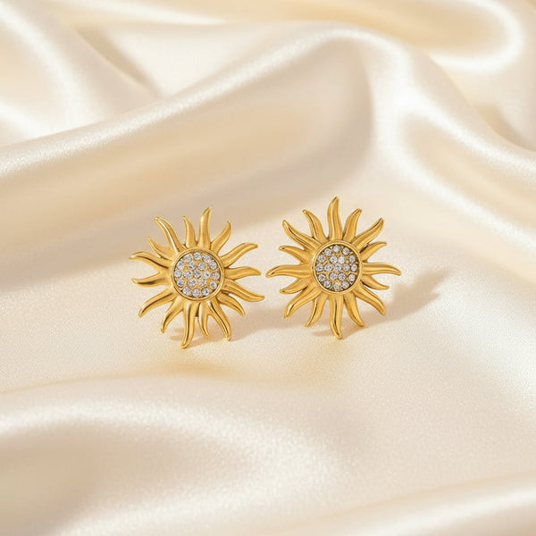 Stainless Steel Sunflower Jewelry Flower For Women Earrings