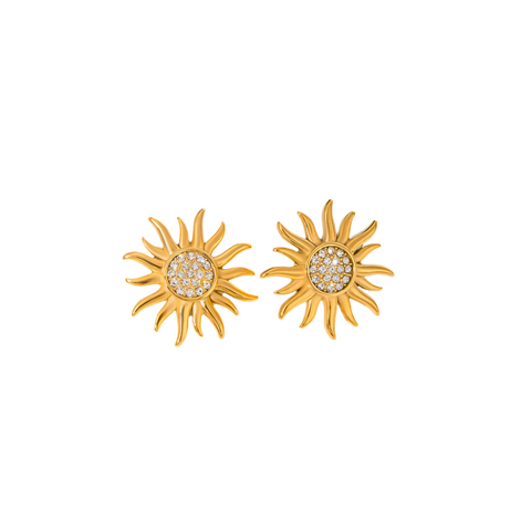 Veile Studios Stainless Steel Sunflower Jewelry Flower For Women Earrings