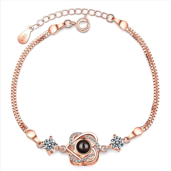 Customized Color Photo Projection S925 Pure Silver Six Pointed Star Bracelet With 100 Languages For Birthday Commemoration Bracelets