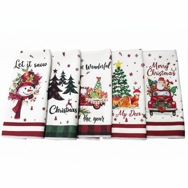 Christmas Kitchen Towels Cute Absorbent Dish Cloths For Holiday Decor & Cleaning Tea Towels & Dishcloths
