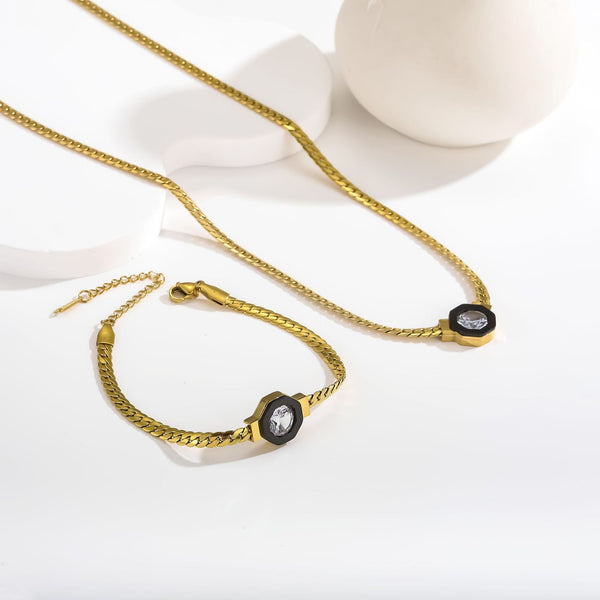 Zircon 18K Bracelet Necklace Geometry Fashion Simple Titanium Steel Bracelets