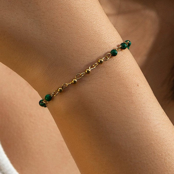 Retro Style Bead Splicing Women's Bracelet Light Luxury Niche Simple Temperament Stainless Steel Jewelry Bracelets